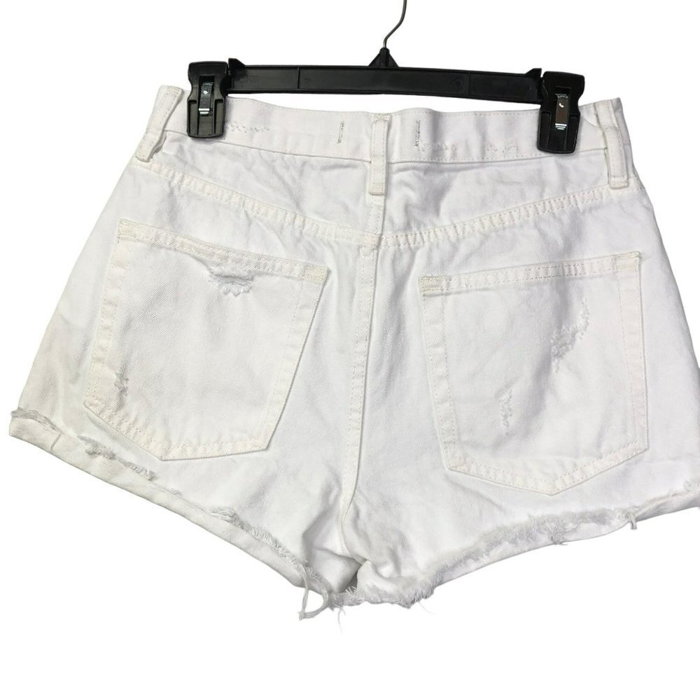 FREE PEOPLE Lasso High Waist DISTRESSED WHITE DENIM SHORTS 26 NWT - Picture 4 of 6
